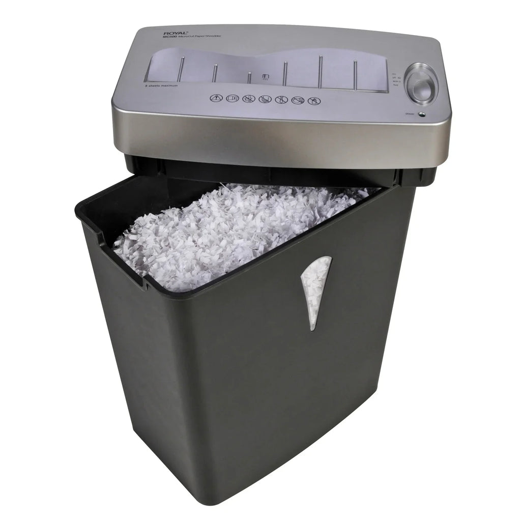 Silver 0.157" gal for Credit - Card 0.394" 4 Capacity 5 Shredder Cut Shred Paper - shredding Per - Wastebin x MC500 Micro Paper, Black, - Pass - - Size Royal