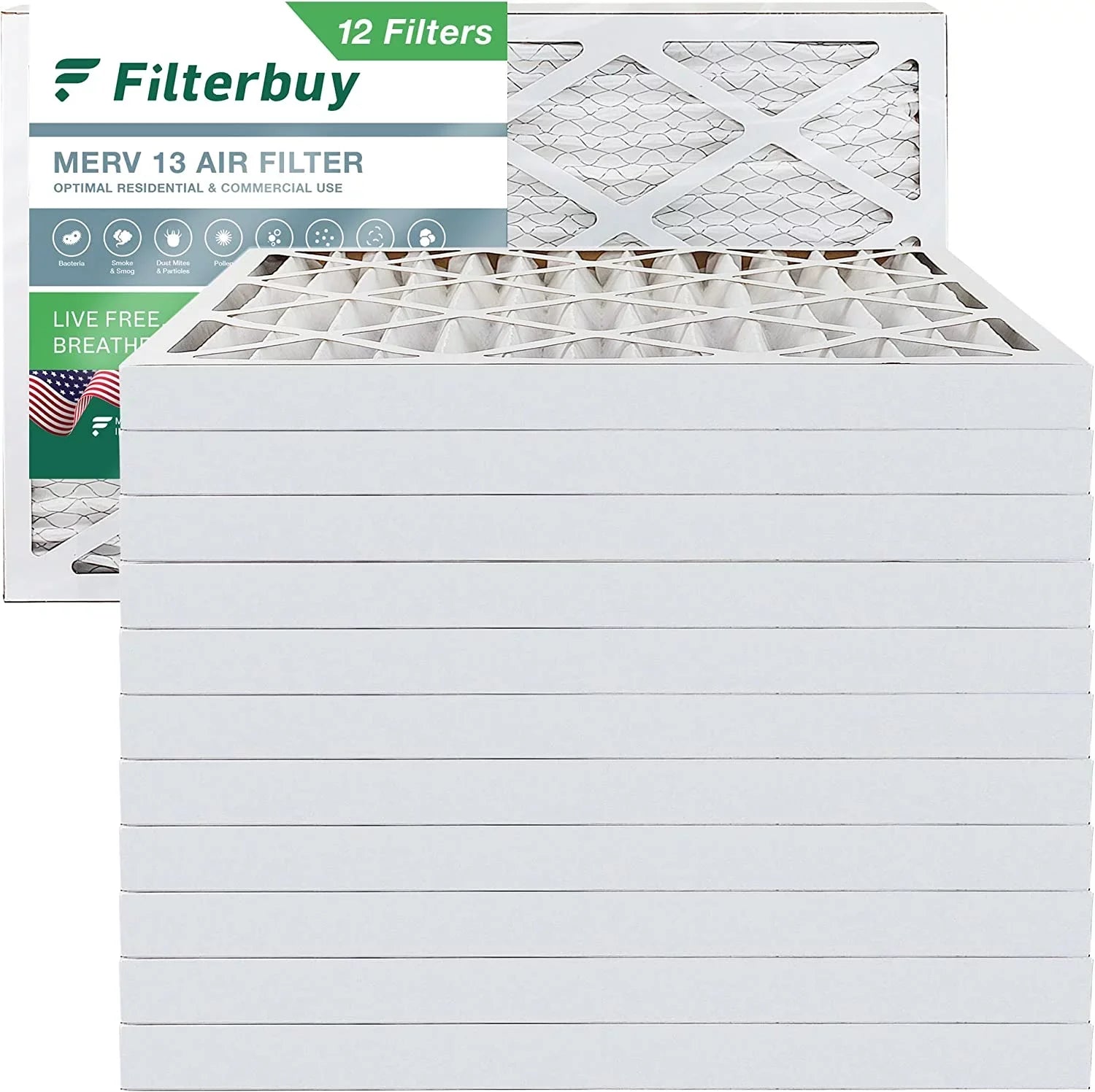 MERV Air Furnace 13 HVAC Filterbuy Pleated 8x24x2 Filters AC (12-Pack)