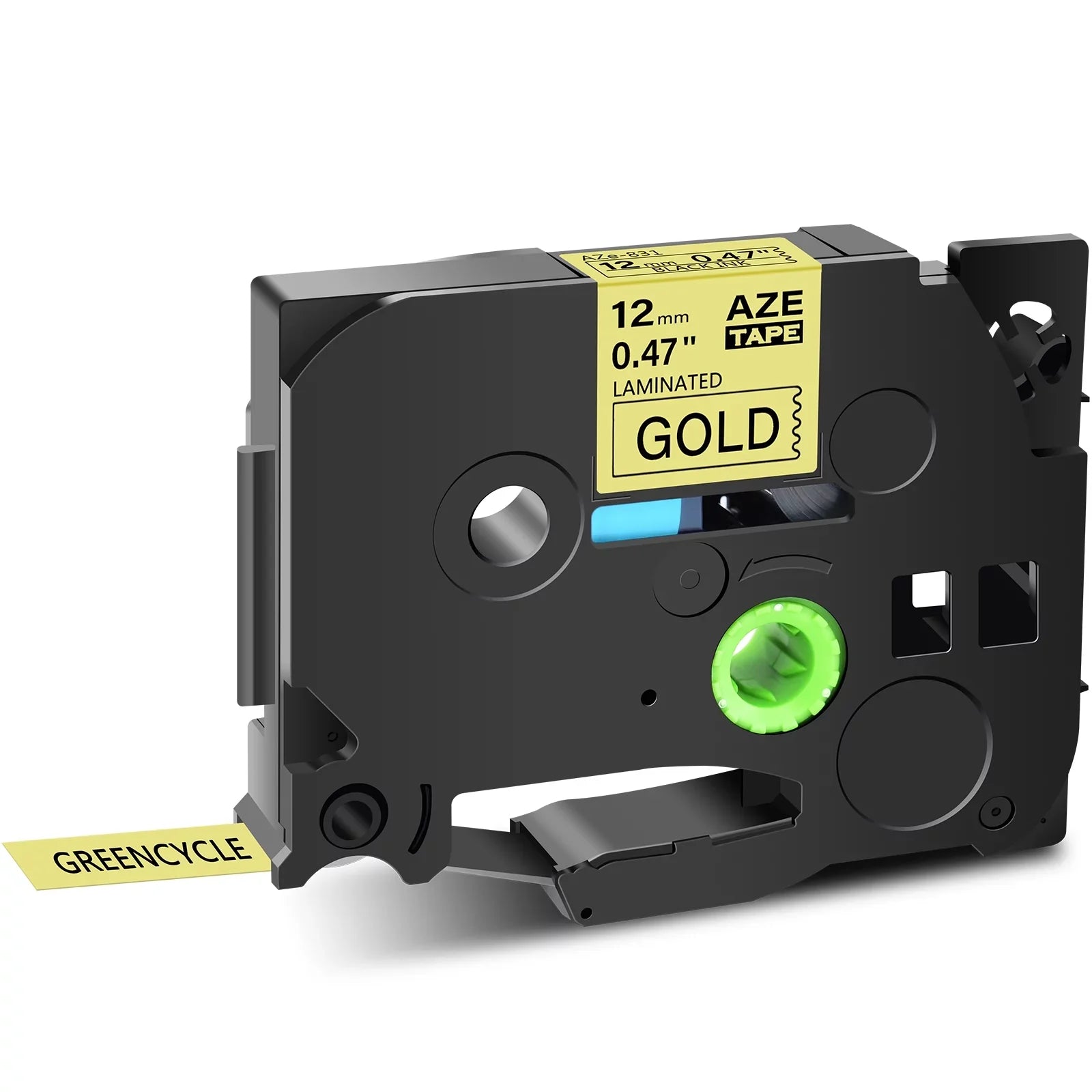 Black 50PK TZ Tape P-touch TZe-831 TZe831 TZ831 Laminated 12mm on for Brother GREENCYCLE Compatible TZ-831 Gold TZe Label