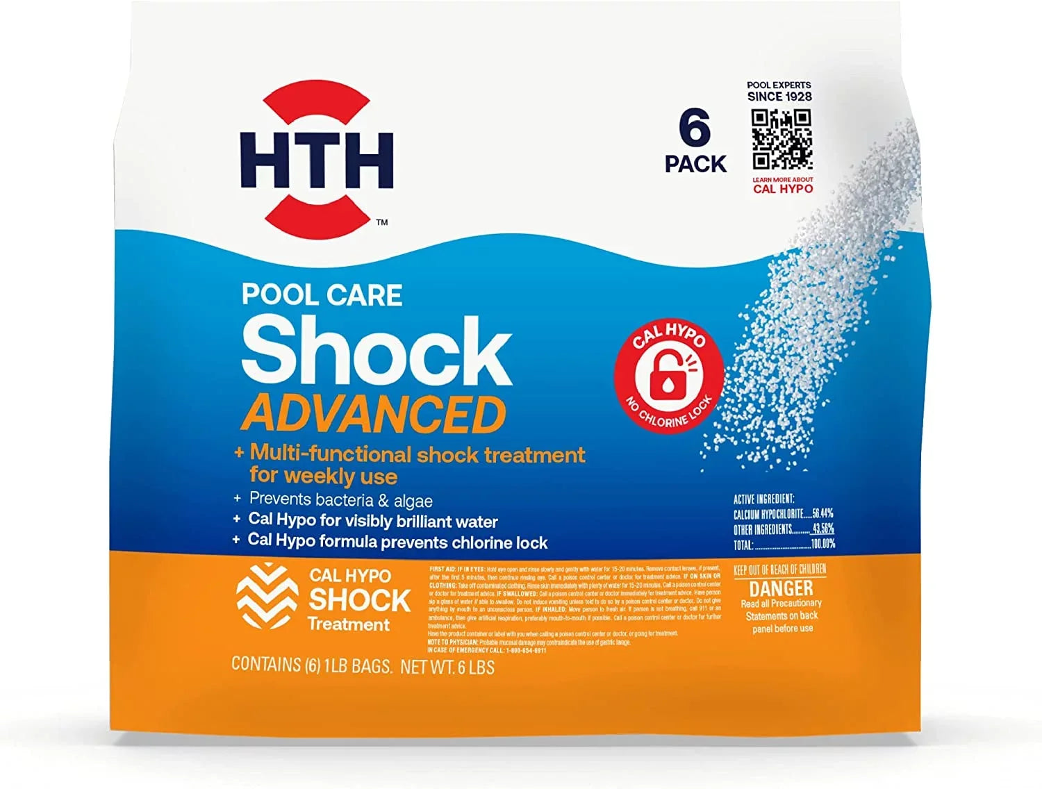 HTH Algae, & Bacteria Hypo Formula, Cal Pool Pool 1 Shock Advanced, Chemical Prevents (Pack lb Care Swimming of 6)