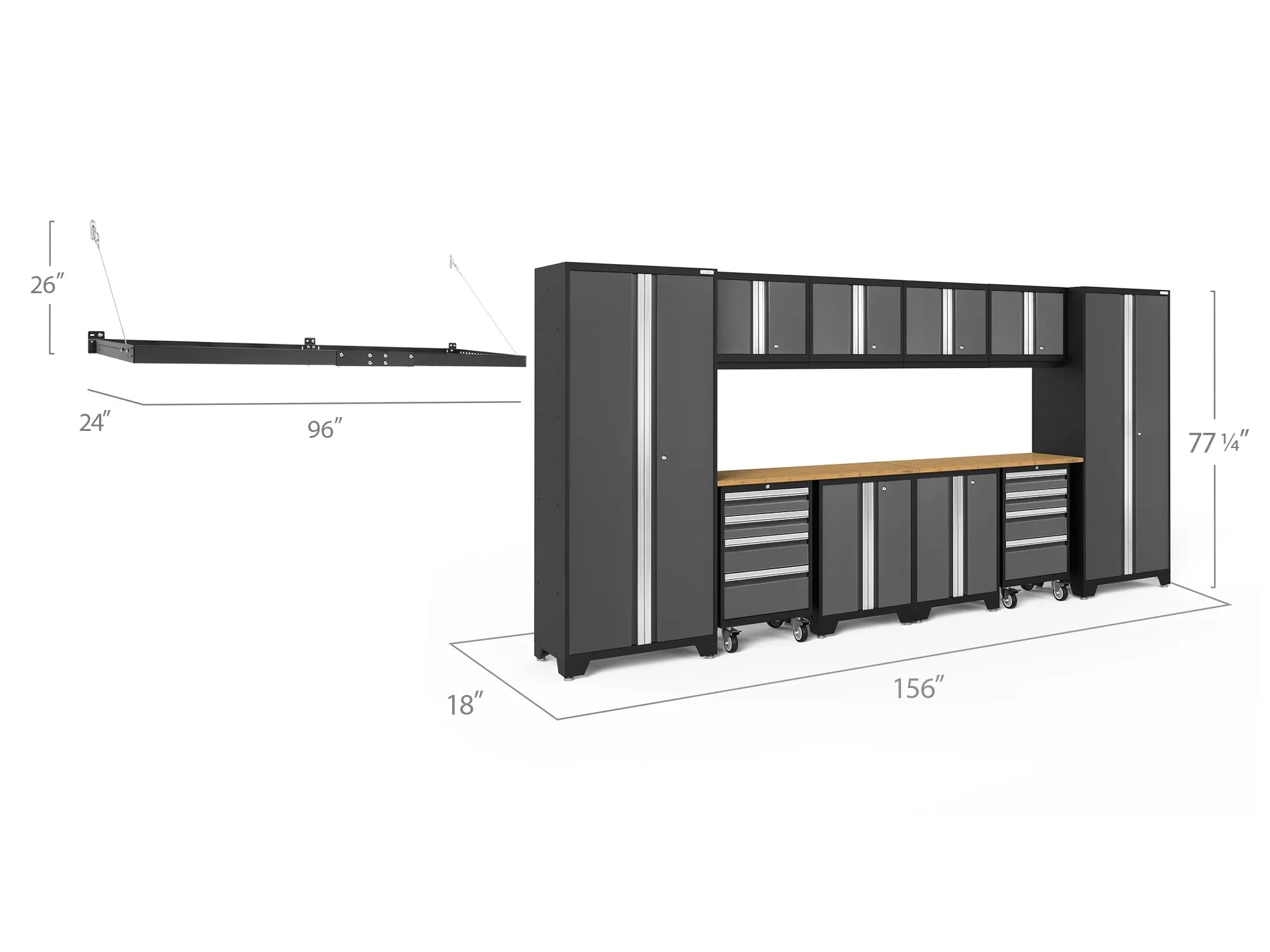 Duty Garage Storage Steel Slatwall Set, Wall Bold System, NewAge Cabinet Shelf Heavy Mounted Red / Products Included Series 24-Gauge 13 Piece