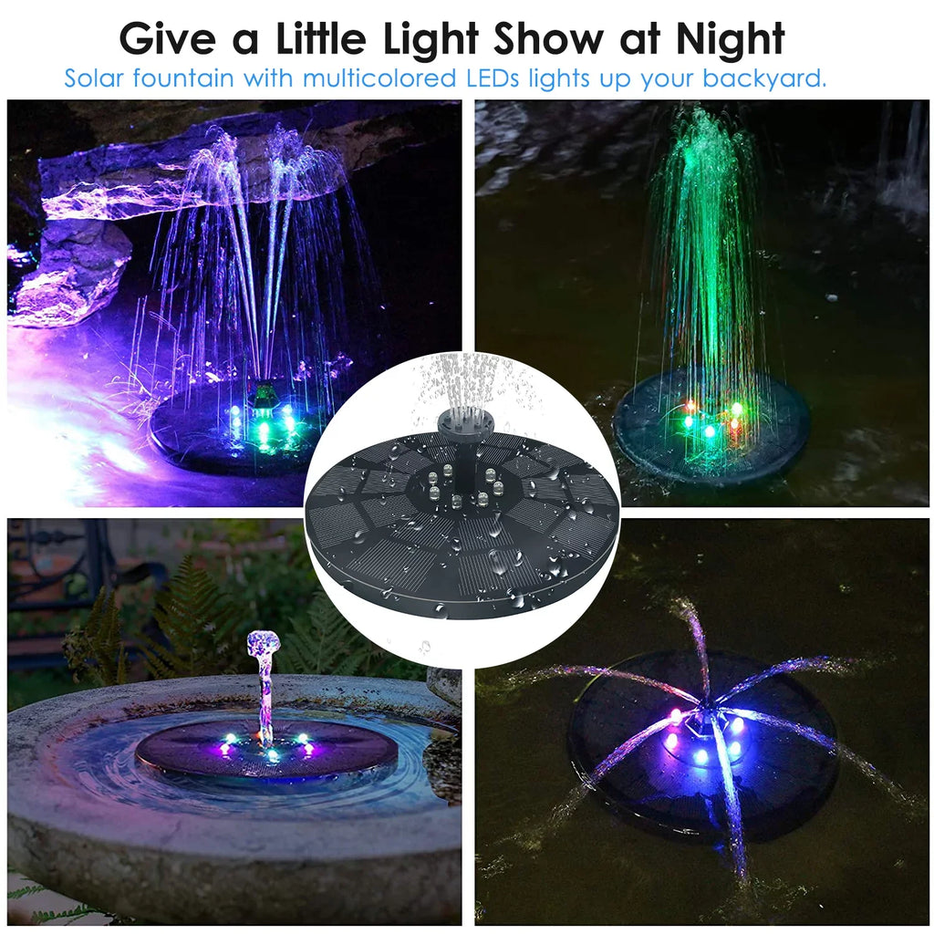 Solar Fountain 3W, Bird Patterns Shinysix Spray Pool Garden 7 Bath Pond for Fountain Pump with