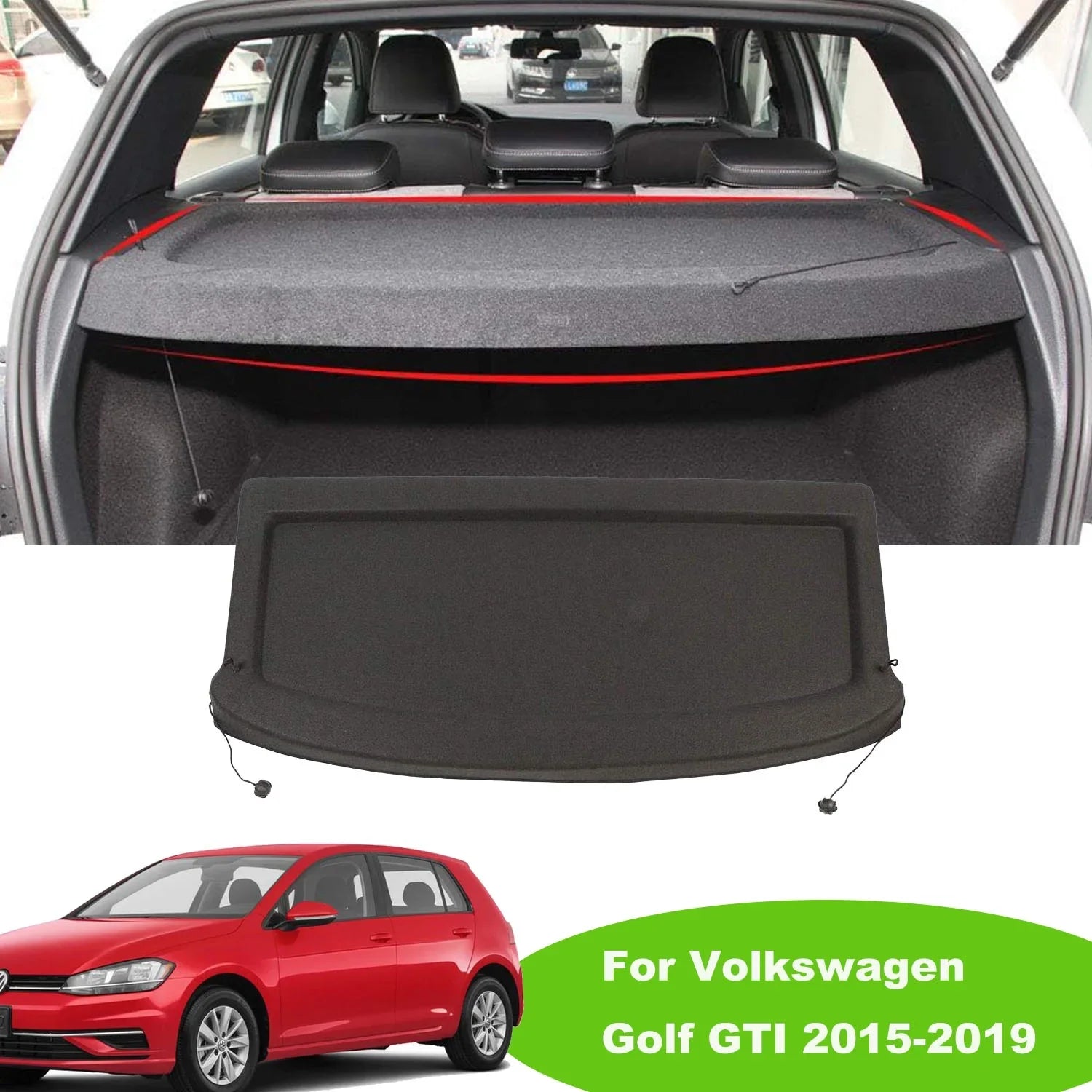 Hatchback Privacy Trunk VW Shade Rear Volkswagen 2015 Golf 7 GOLF 2015-2019 Black 2019 7 Luggage for Non-retractable GTI 2017 Cargo GTI 2018 Fit Cover 2016 Accessory,