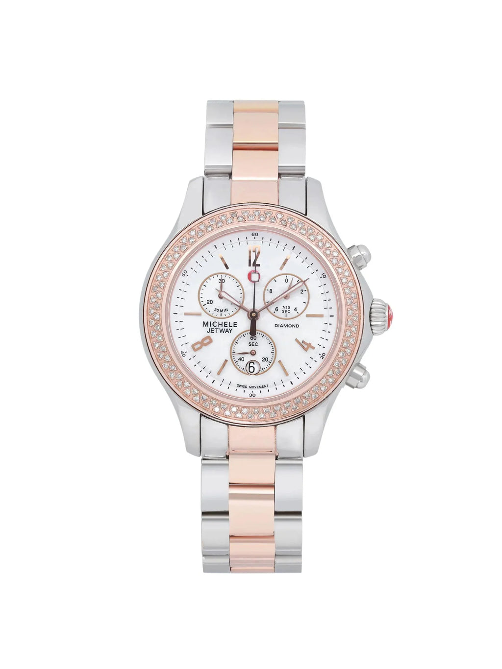 Watch 40mm Michele Steel Quartz Diamond MWW17A000017 0.50cttw Jetway Ladies
