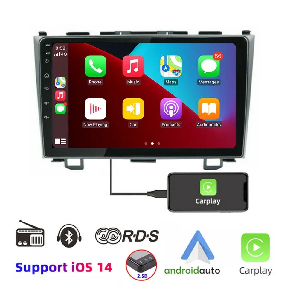 Camera Honda for 9" with Car CRV Screen Stereo Double 2007-2011 with Radio Carplay Touch Din JMANCE Backup Apple