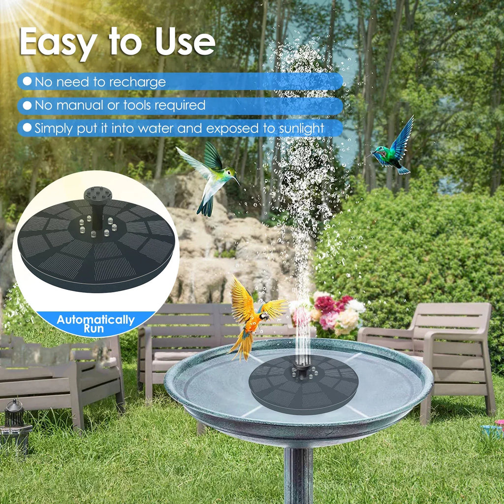 Solar Fountain 3W, Bird Patterns Shinysix Spray Pool Garden 7 Bath Pond for Fountain Pump with