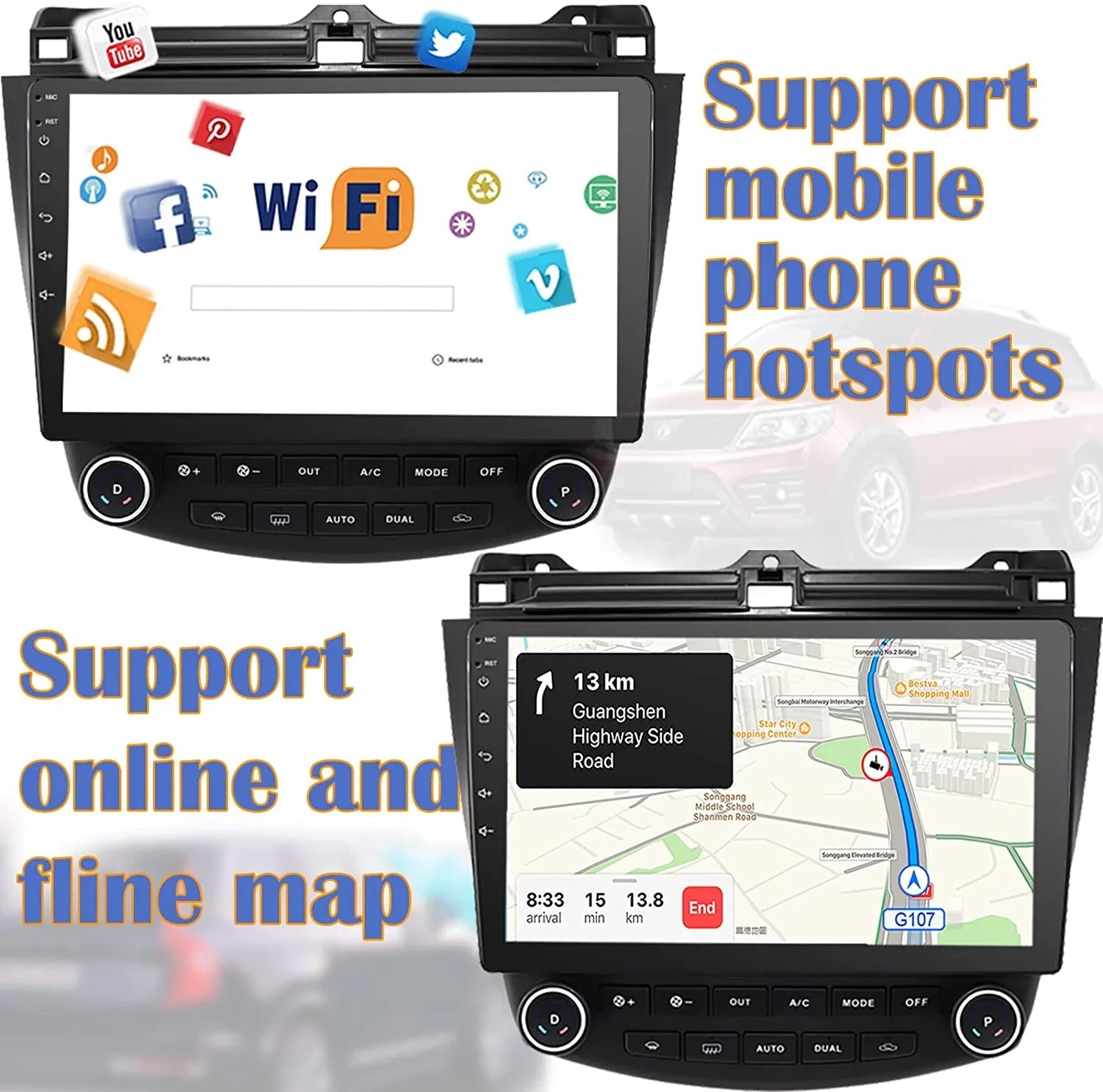 Accord Binize Honda Auto for Stereo 2004 CarPlay&Android Android10 Inch 2007 2003 10 Featuring Car 2006 7th 2005