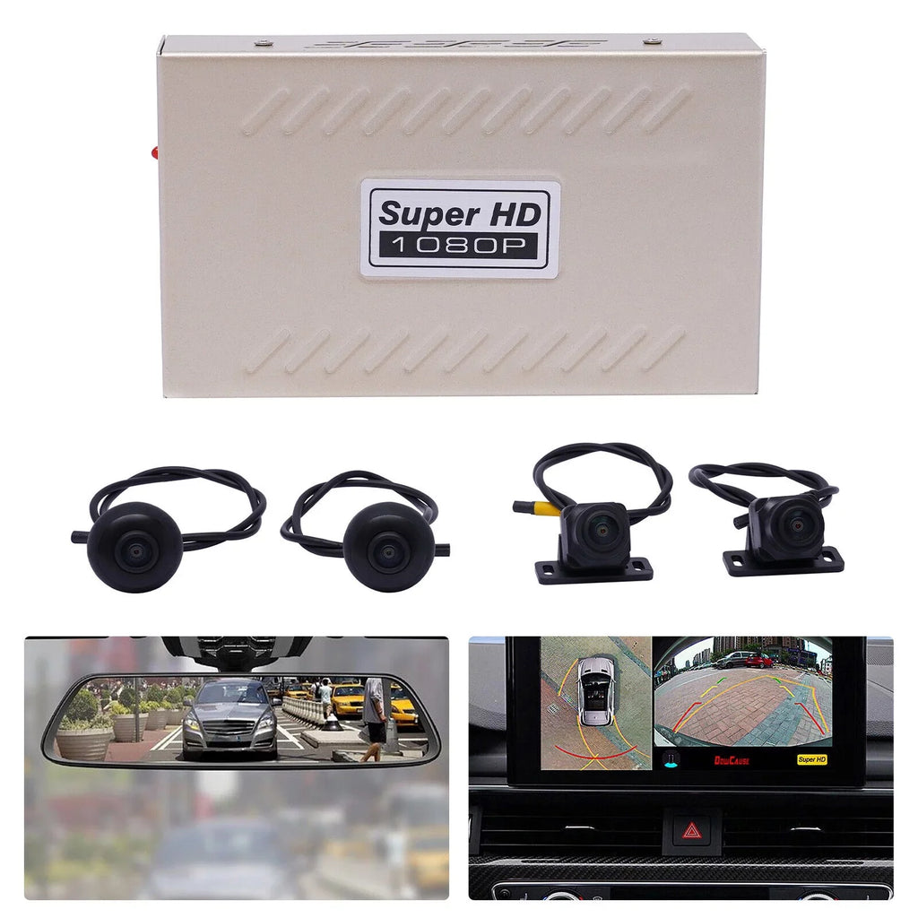 Kit HD Recorder Super Night DVR Recorder Panoramic Vision Vision Camera Parking Night Seamless 360° Car View Monitor, System Car 4-Camera Bird