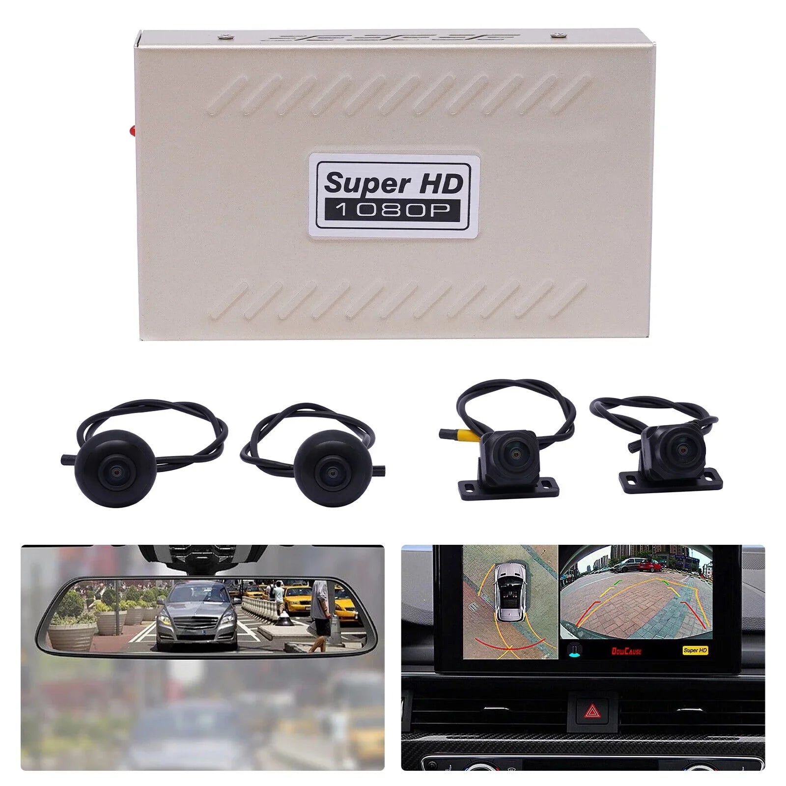 Kit HD Recorder Super Night DVR Recorder Panoramic Vision Vision Camera Parking Night Seamless 360° Car View Monitor, System Car 4-Camera Bird