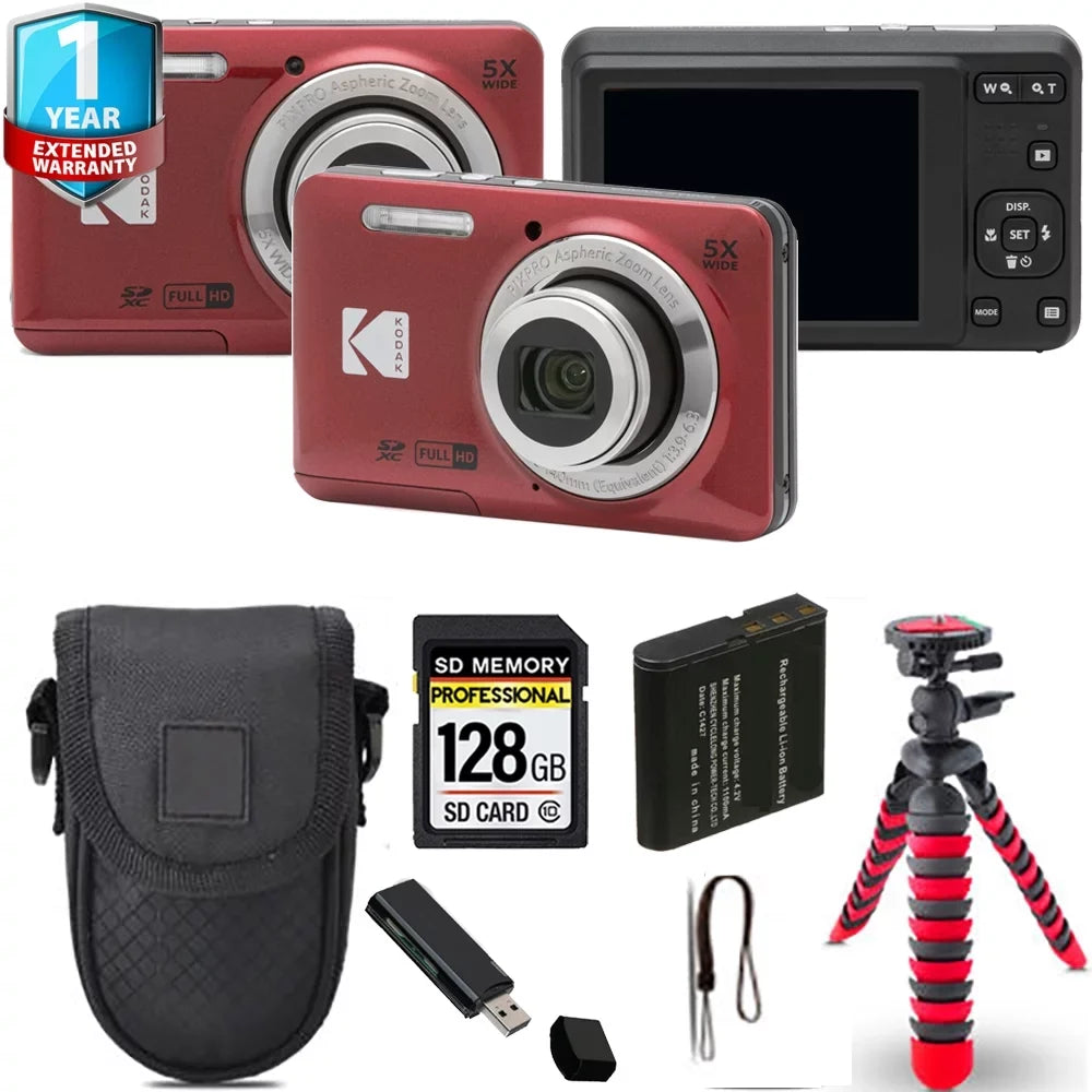 Camera (Red) Tripod Spider Case+ Warranty FZ55 Yr 1 + PIXPRO + Digital Kodak