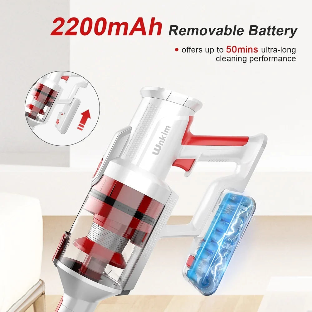 Floor Cleaner, Stick Runtime, 8 Hard Vacuum for Wnkim 50 Lightweight Power with Cordless Display, Pet Vacuum M10 Handheld Hair 28kPa LED Vacuum in to Suction Carpet 1 Smart Home, Up
