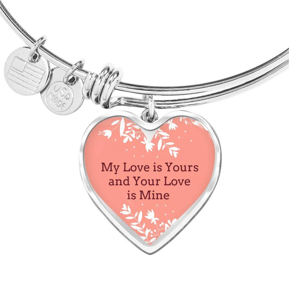 My or Pink is Bangle 18k Steel Gold Heart 18-22" Yours Love Stainless