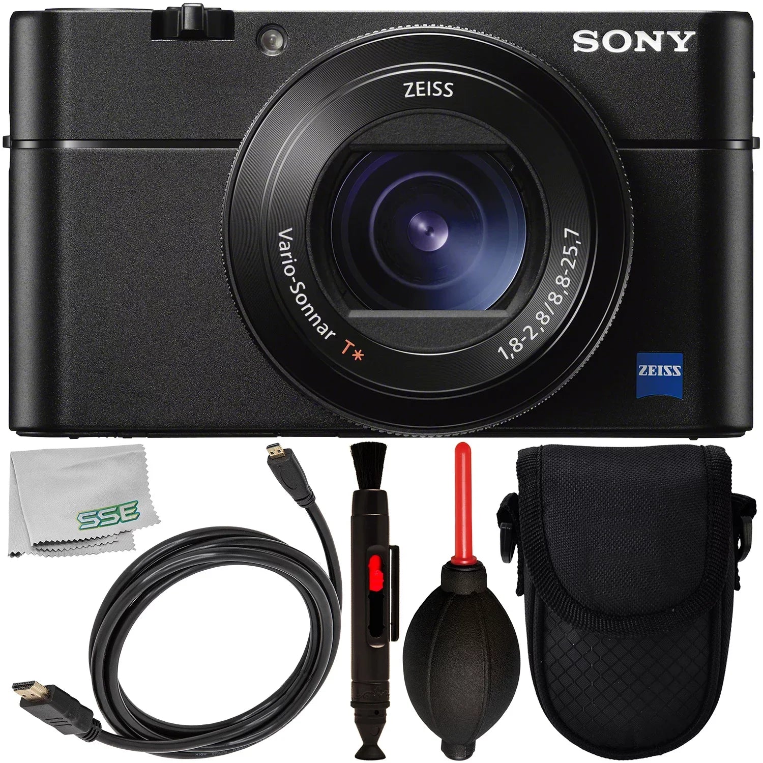 DSC-RX100 Cleaning HDMI to Sony + Cleaning Cable + with Camera Microfiber Lens Cyber-shot Point Digital Dust Includes Pen + Blower – Shoot 5PC & Accessory + Case HDMI Bundle VA Cloth Micro