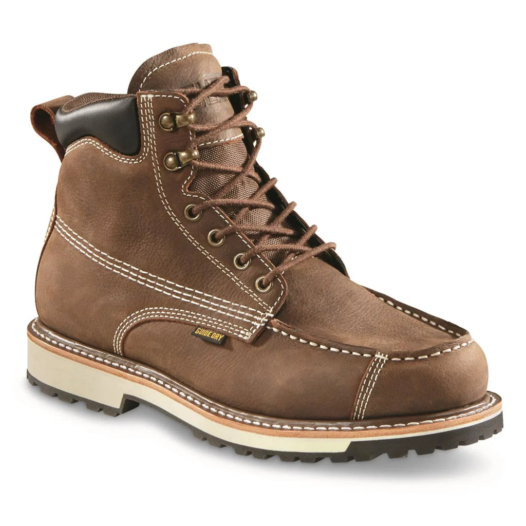 Guide Work Rugged Pull-On Boots Leather Moisture Timber Mens Gear Insoles, Waterproof Boot Shoes, Ankle Wicking Chukka