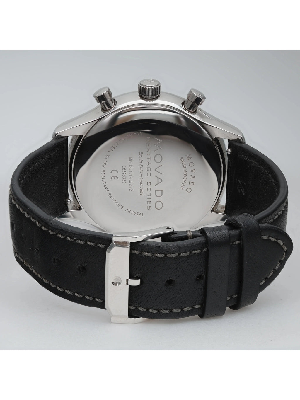 Men Black Watch Steel 3650005 Dial Quartz Movado Heritage