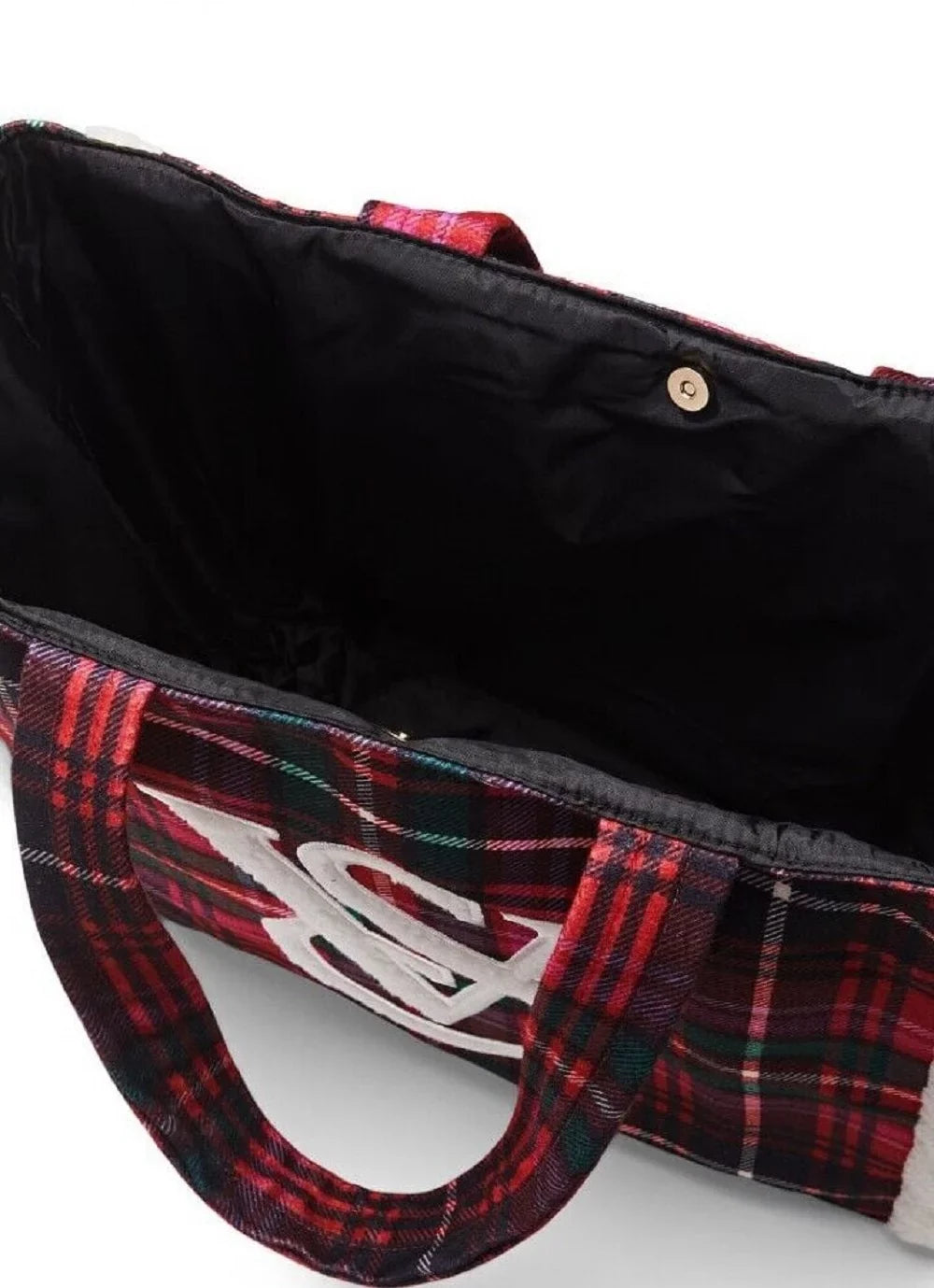 2022 Victoria’s NWT Bag Fleece Limited Trim Plaid holiday Secret VS Tote edition