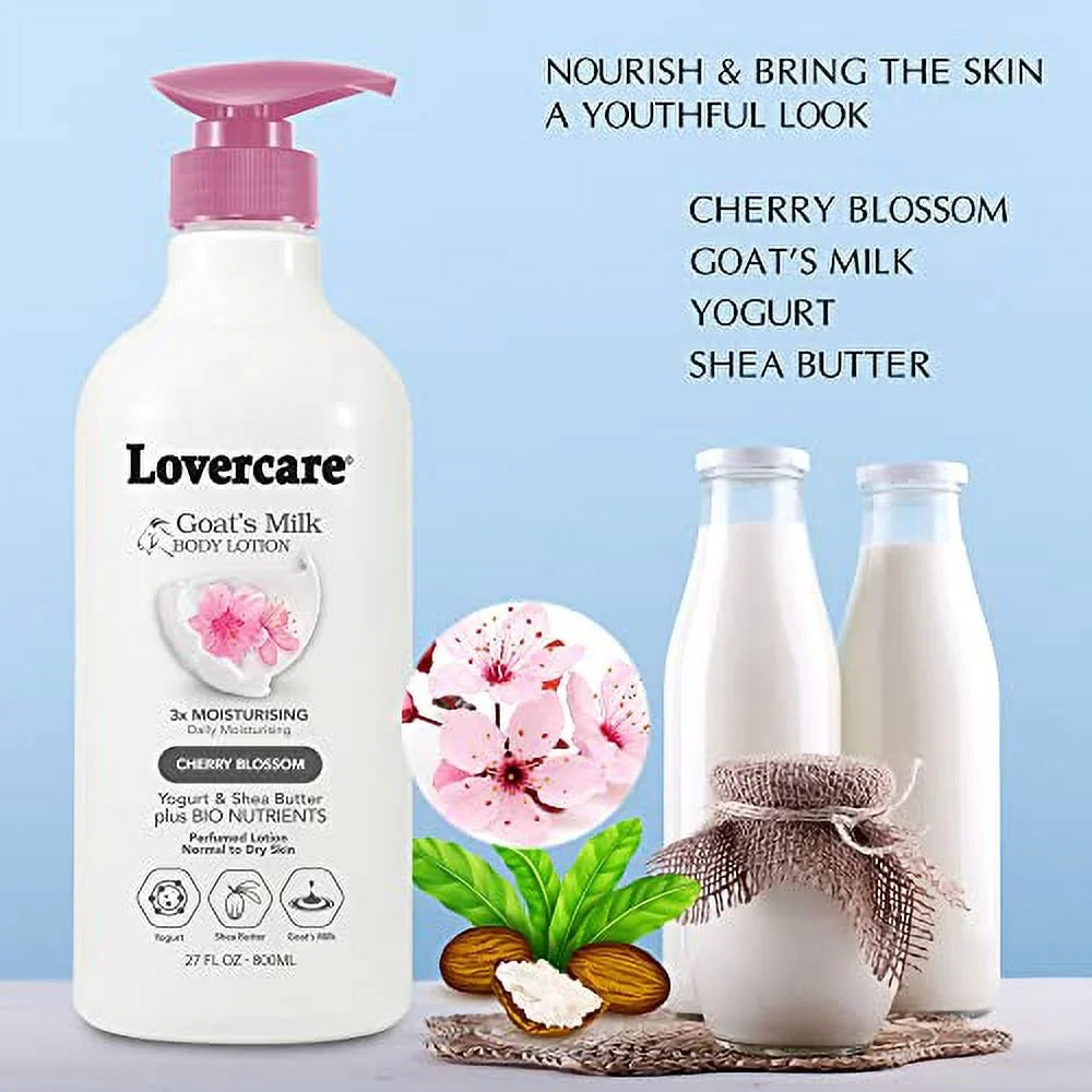 Dry Body 27.05oz Blossom Cherry Milk for 2-PACK (800ml) Skin Lovercare - Lotion Goat