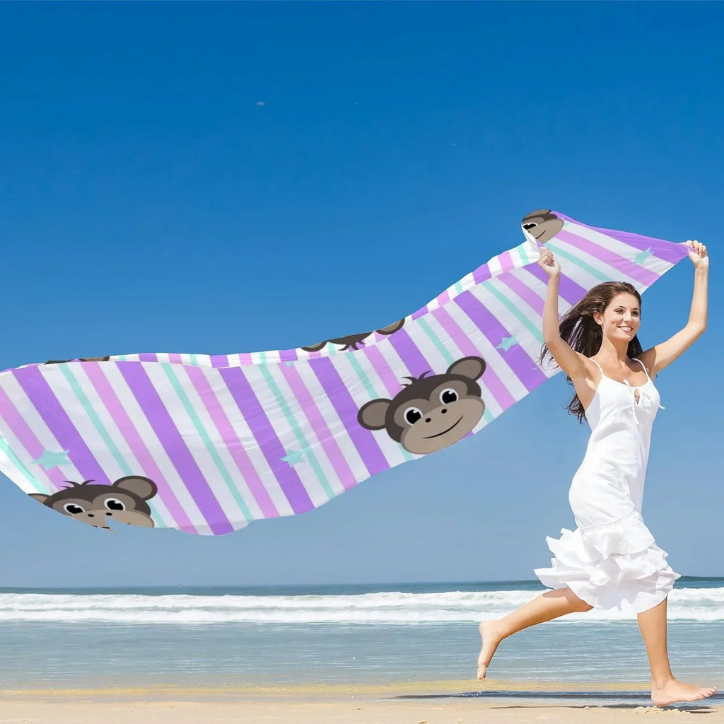 Neck Stripe Women Hyjoy Wrap Girls Faces Scarf On Long Lightweight Shawl Silk for Scarves Monkey