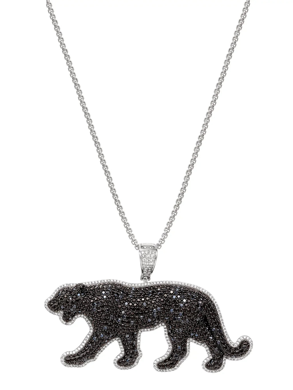 Pendant, Men's O'Neal Panther Silver Chain Shaquille Diamond Simulated 24" Sterling