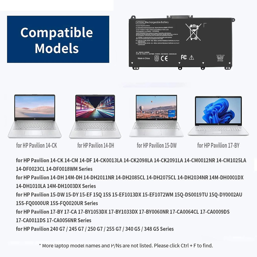 14-CK0001LA L11119-855 14-CE G7 HP Laptop y 14-DQ 14-CK 240 15-CS Pavilion for 41.7Wh 14-CK0061ST 245 HT03XL