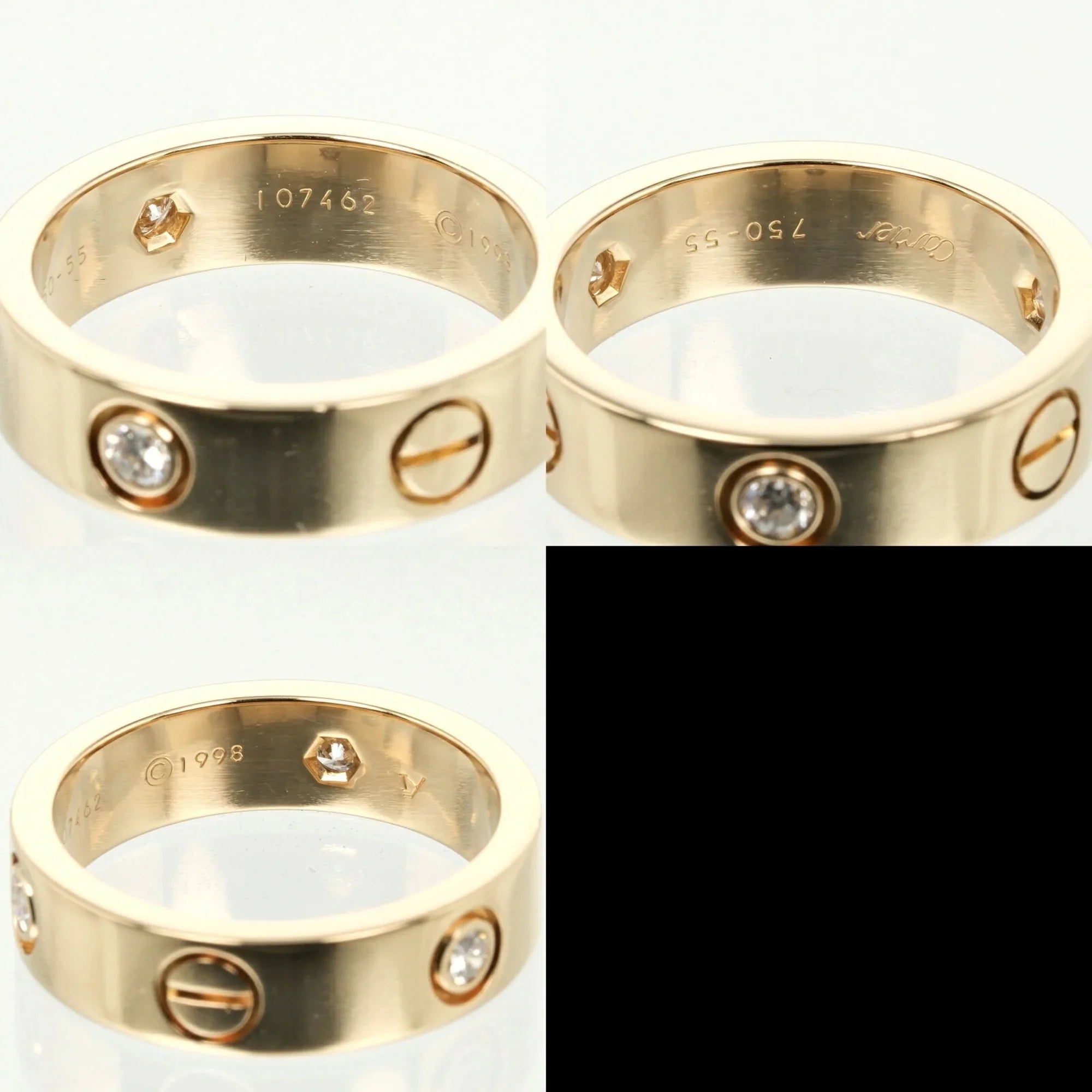 K18 diamond, (Good) half ring, 3P, size I132124019 8.67g, Cartier Pre-Owned 15 yellow approx. Love gold,