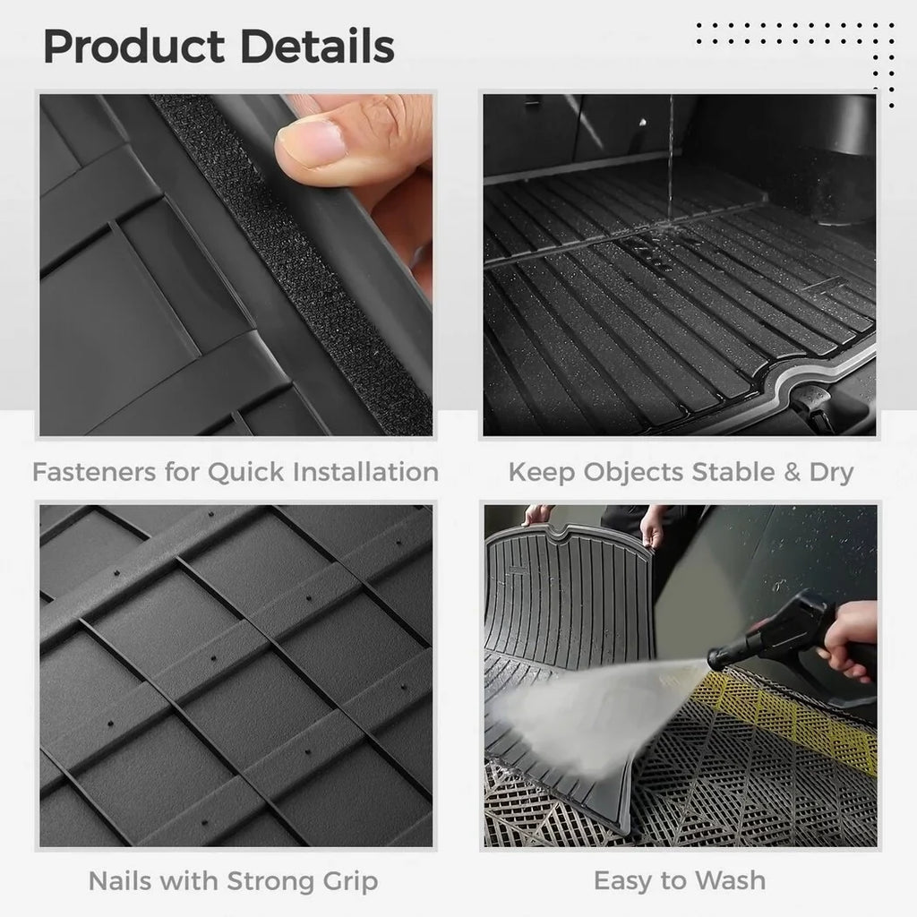 with Trunk Floor Trunk Y, Non-slip Waterproof Seat Tesla Mat, 2021 Liner Compatible Mats, Mats Back Model Floor Car and 3 2022 Weather 2020 Trunk Car Rear All