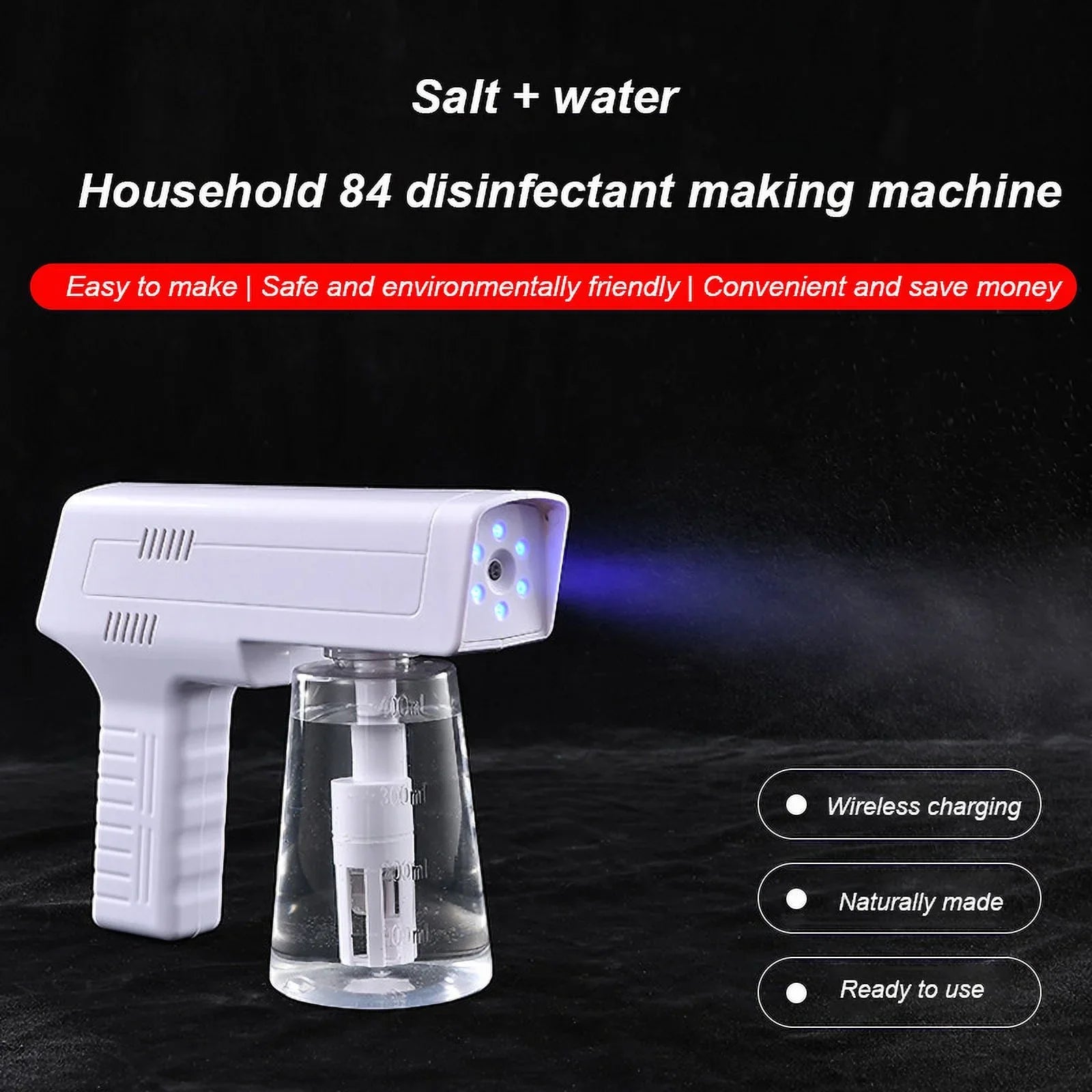 Blue and Maker, Generator, Water Disinfection Spray Light NaClO Electrolysis 3-in-1 Disinfectant Gun