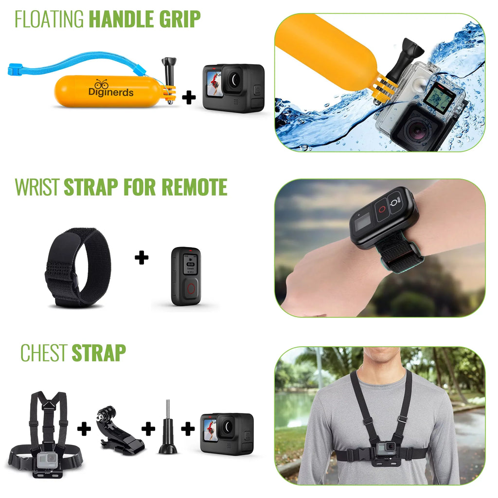 Compatible Camera - Insta360, DJI, Fusion, Accessory AKASO Kit, for DiGiNerds 50-in-1 Action GoPro,