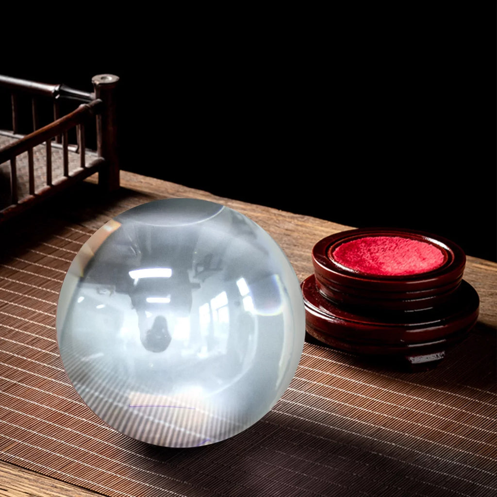 Clear Wood Ball, Gift Crystal for Marbles bimiti Magic Stand Witch Ball Glass with 5.9" Glass Large 150mm Sphere