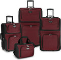 Amsterdam 4-Piece Burgundy, Upright Select Rolling Luggage, Expandable Set Travel