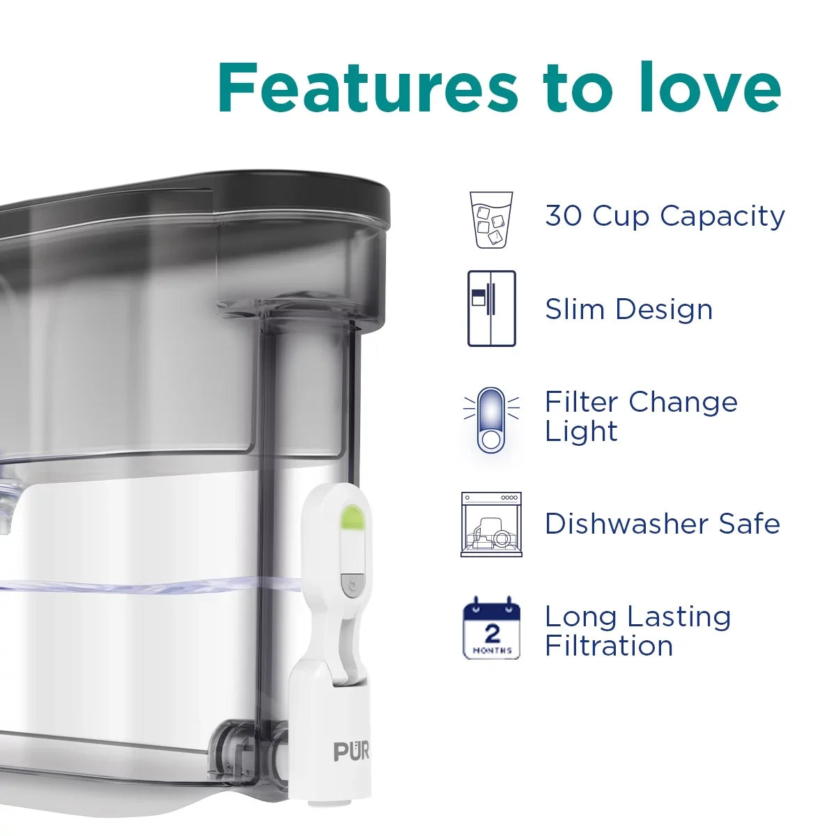 DS1810BA 30-Cup x PUR 5.3", Filter System, x 10.1" Water H L PLUS Smoke, W Dispenser 15.3"