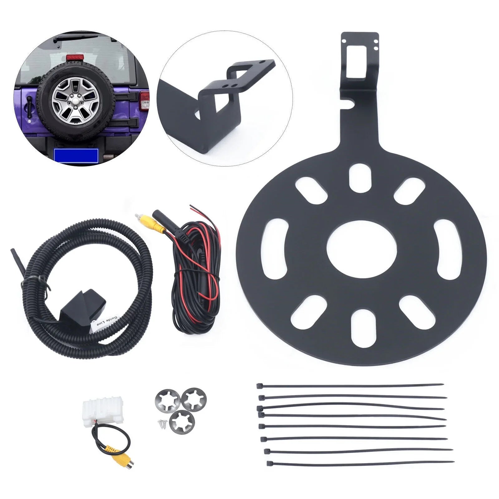 JK Kit View Jeep 2007-2018 Backup Spare Camera w/ Wrangler for Bracket Rear Tire