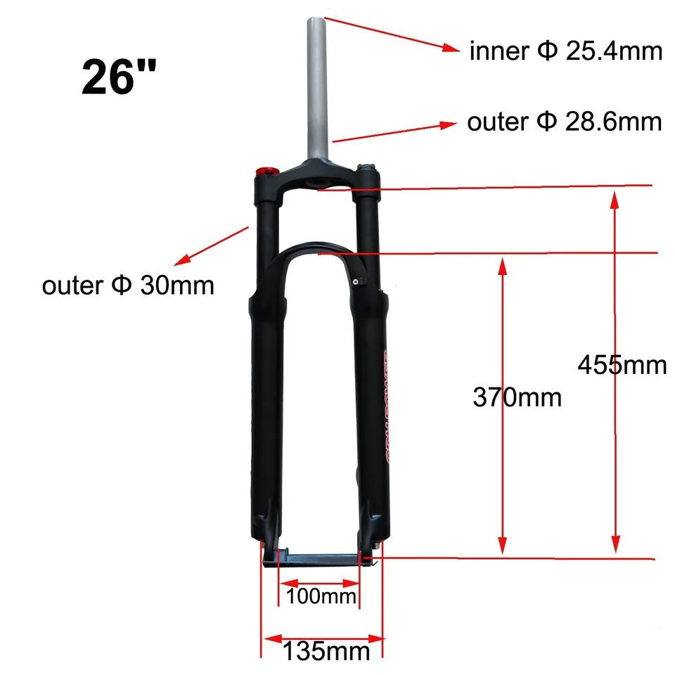 Bike Fork Lockout Fork 26" CDH Aluminum Bicycle MTB Suspension & Headset, Manual
