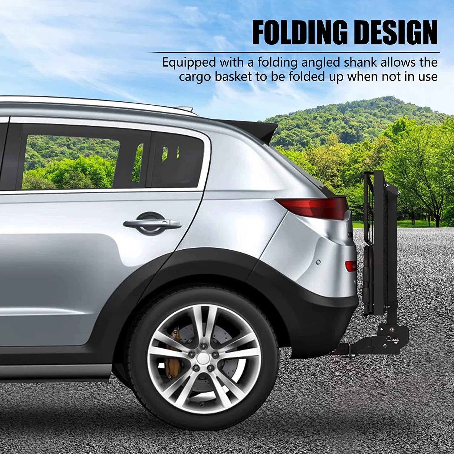 for 14.4" Lbs Heavy Car SUV Traveling Receiver Carrier Basket WAGEE 24" Rear x 500 Luggage Cargo Hitch Duty Folding Camping 60" x Cargo Mount Fits Rack 2"