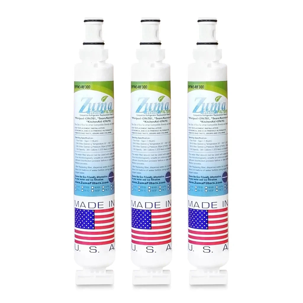 Pack ZUMA - EFF-6001A , , , Filter in 3 Compatible Water Ice Brand # with and U.S.A. Made Whirlpool® OPFW3-RF300 - Model