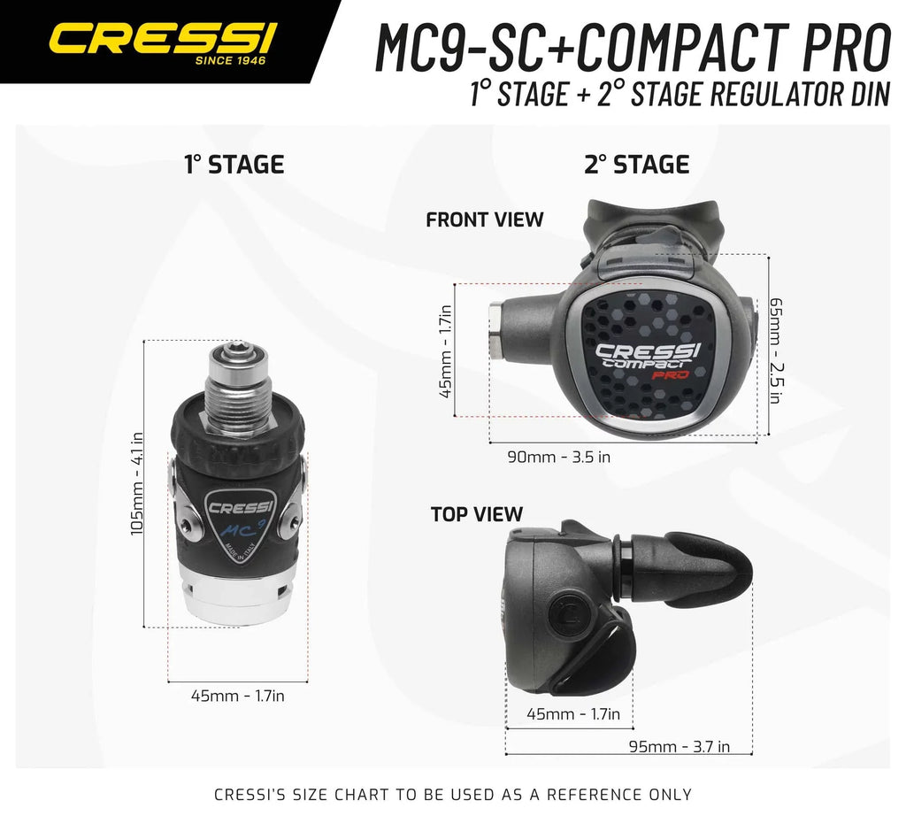 1st Cressi 2nd and for Diaphram Made Beginners Italy Pro: Scuba Hyperbalanced - Regulator Compact Diving Ideal - Stage, MC9-SC/Compact Travelers in Stage