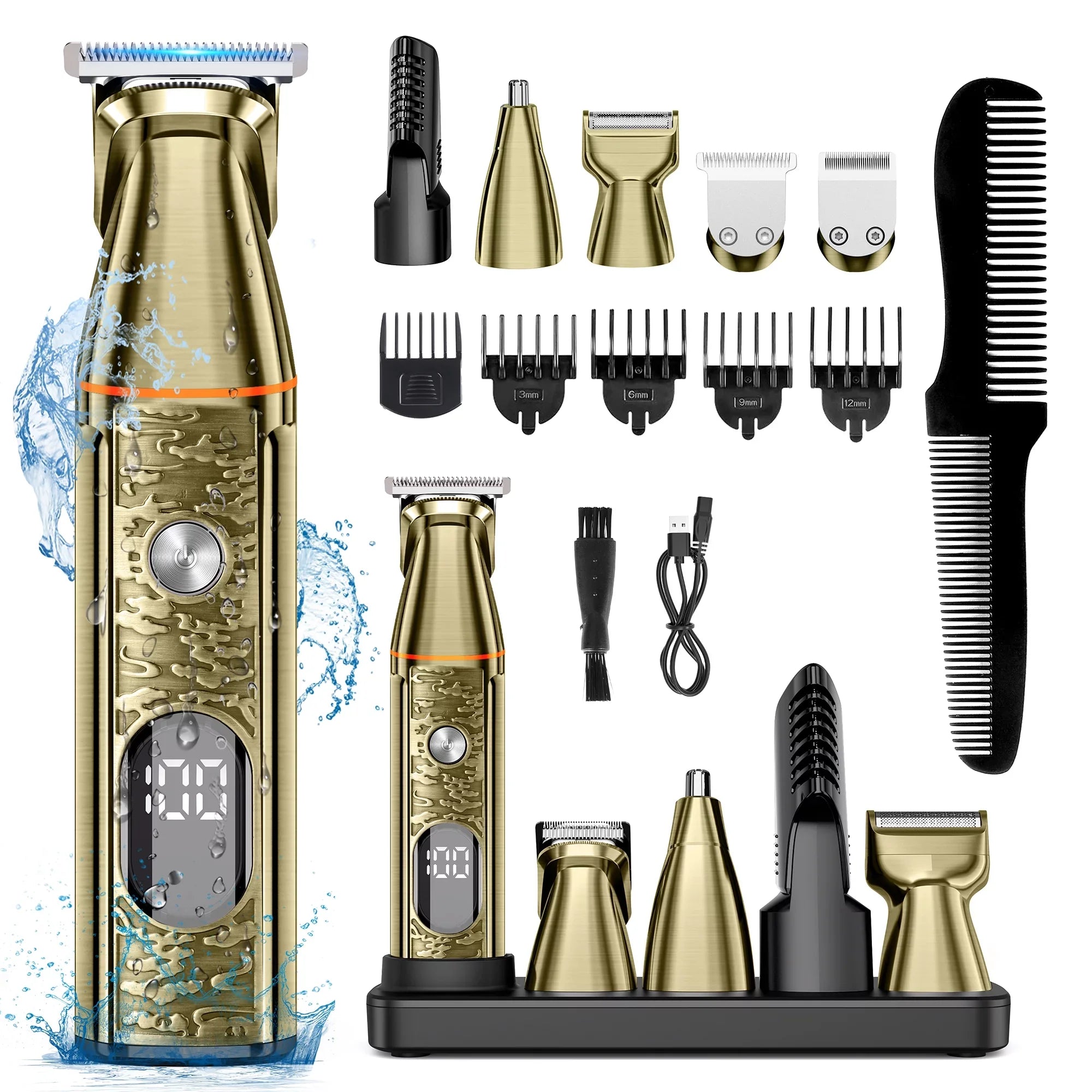Men's Grooming Kit Boyfriend Husband Shaver, & Clippers, Ear with Body 5 Hair IN Nose Cordless 1 Haircut Beard Electric for LED Trimmer Facial Display Rechargeable Father
