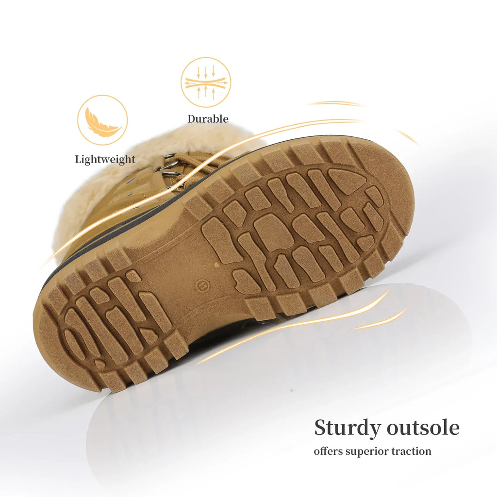 1 Toddler Shoes Ankle Kid Dream Pairs Boots Faux Little Fur-Lined Girls Warm Boys Size Soft Snow Kids FORESTER Winter Boots TAN