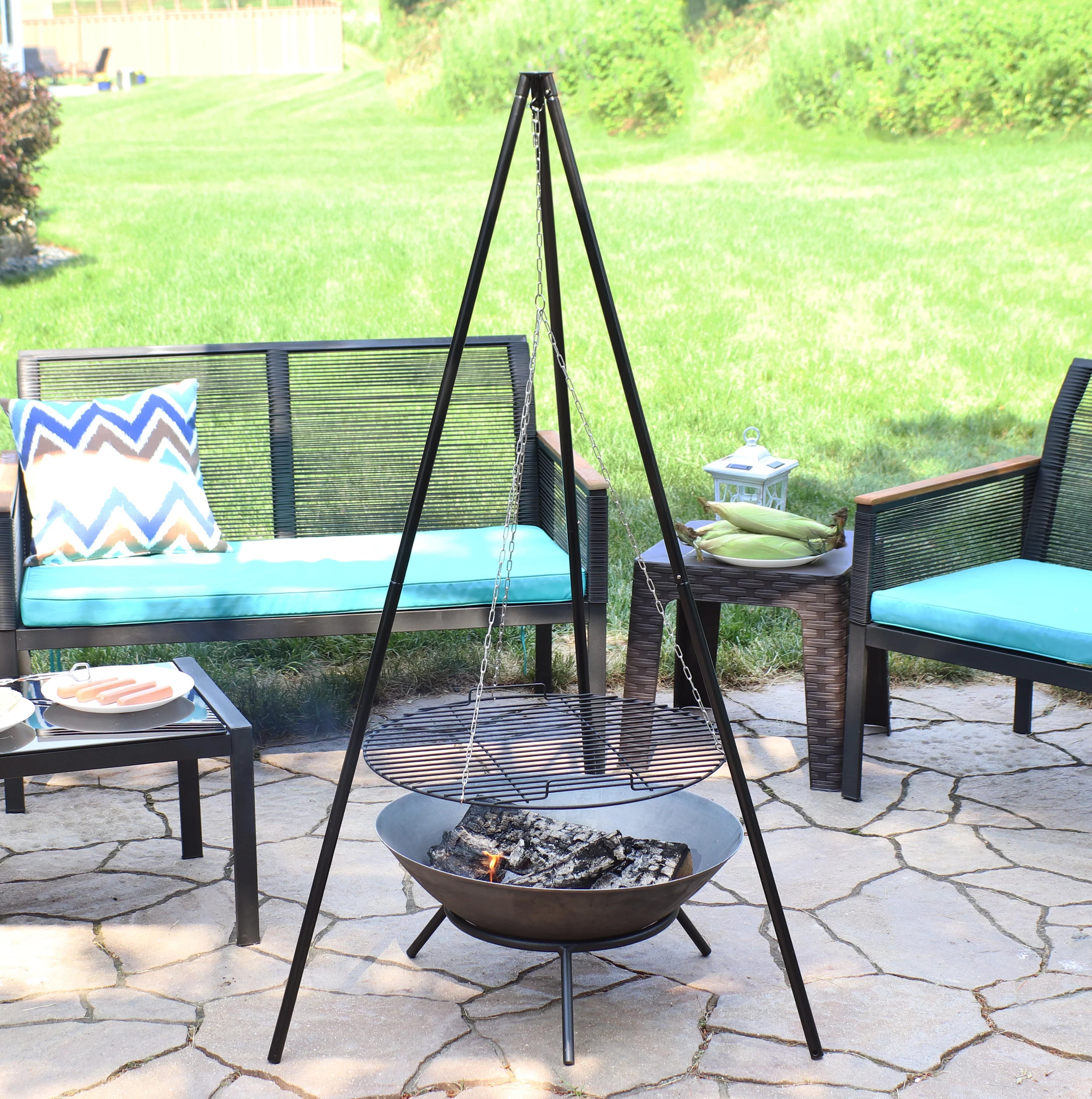 Grilling 22" Set with Diameter Sunnydaze - Cooking Grate Tripod