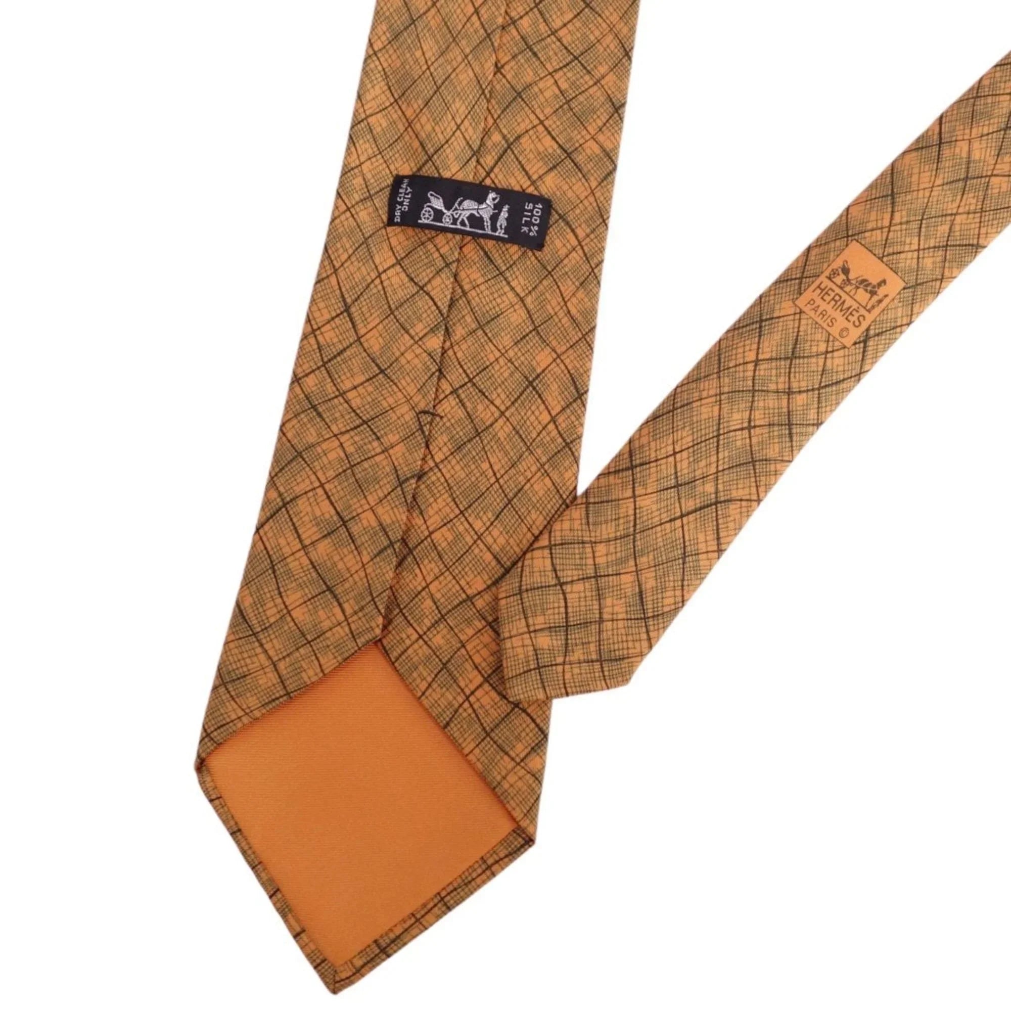 twill men's (Good) 100% HERMES orange Hermes Pre-Owned silk tie