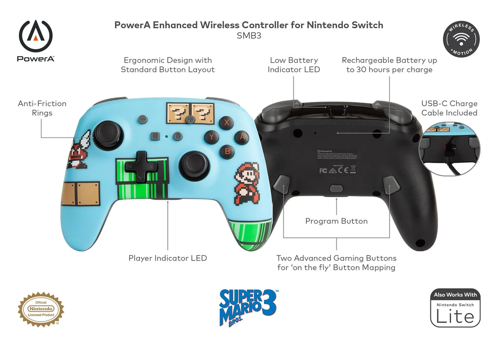 Enhanced Controller for Wireless Nintendo - PowerA SMB3 Switch