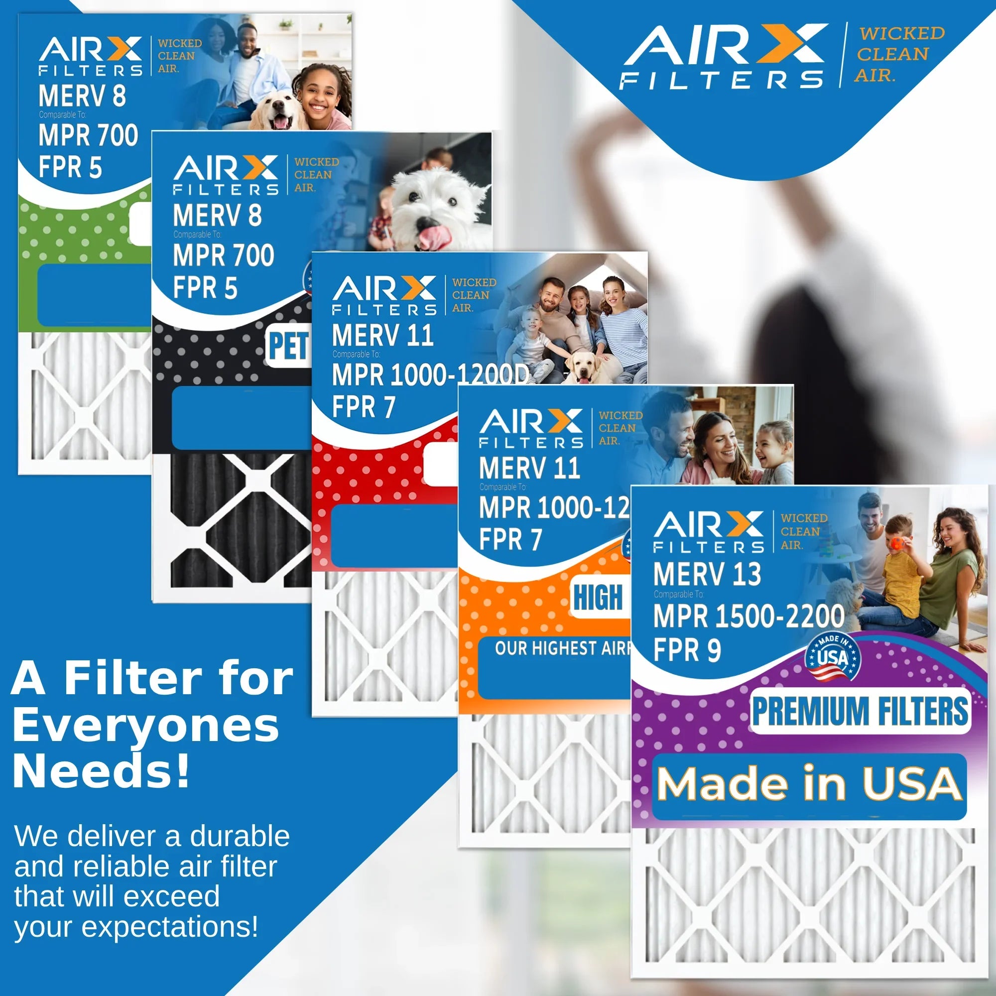 MPR Air USA Premium Pleated by 2200 Filters 1500 6 AC AIR. to 13 - WICKED Air Comparable Pack & AIRX Electrostatic MERV FPR Conditioner Filter HVAC 24x36x1 Filter FILTERS Furnace 9 CLEAN 24x36x1 Made
