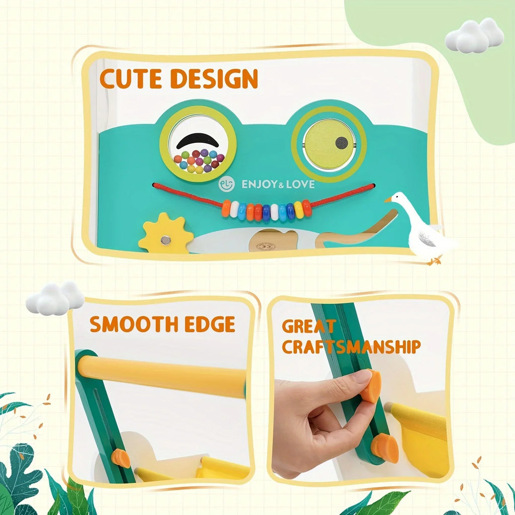 Sit-to-Stand Baby Kids Push Wooden Walker Multiple Shape Walker Baby Learning Entertainment Toy Xylophone Girls with Push Along Infants Activity Center for Toddler Boys Fishing Sorter Trolley