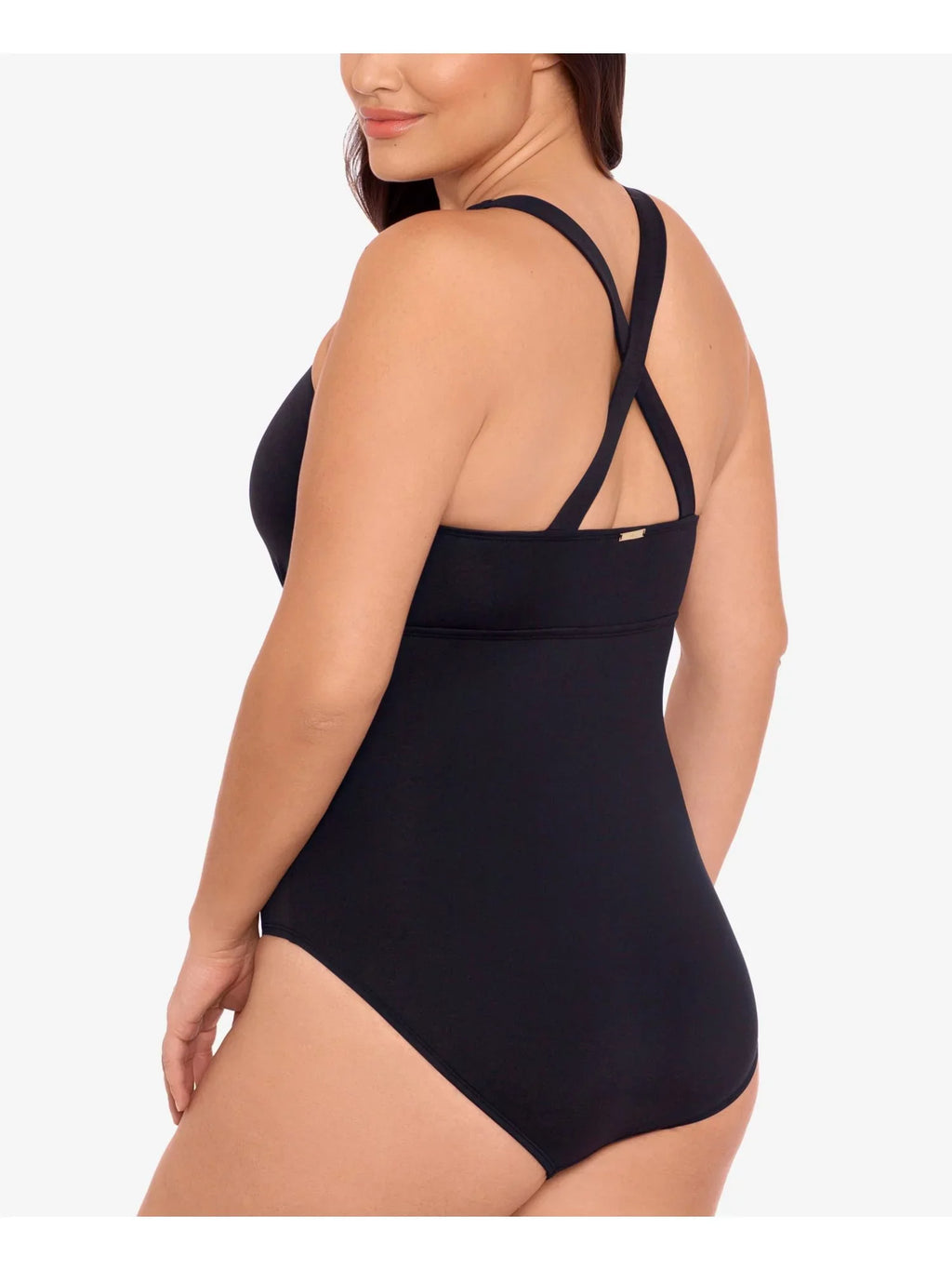 Piece Control Tummy Swimsuit Black RALPH Women's LAUREN Neck LAUREN Non-Removable Cutout One Cups Scoop 22W