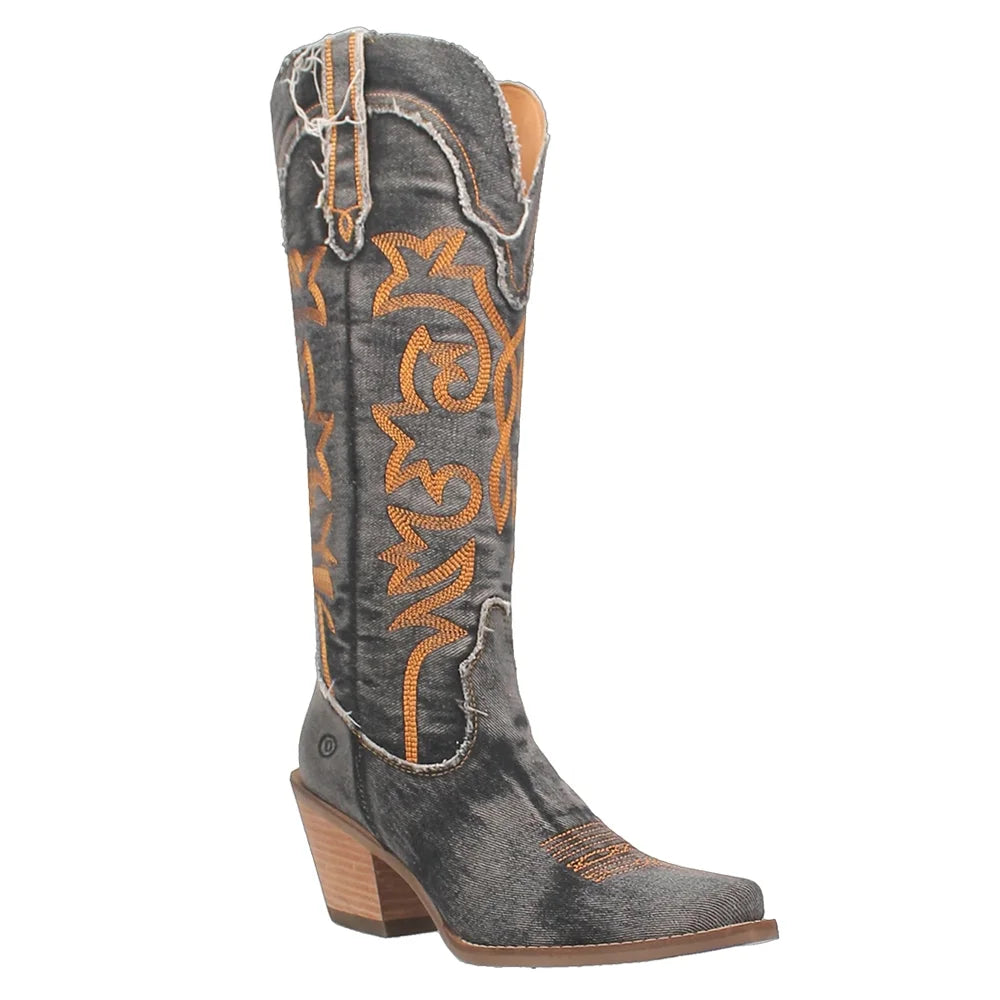 Tornado Casual Boots Mid Knee High Heel Snip Texas 2-3" Toe Dingo Womens