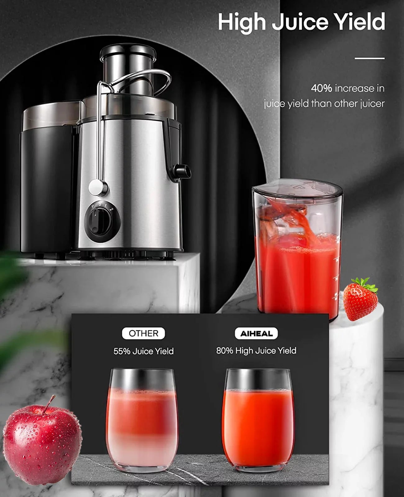 Fruits Centrifugal with for Juicer - Control Vegetables 3-Speed and