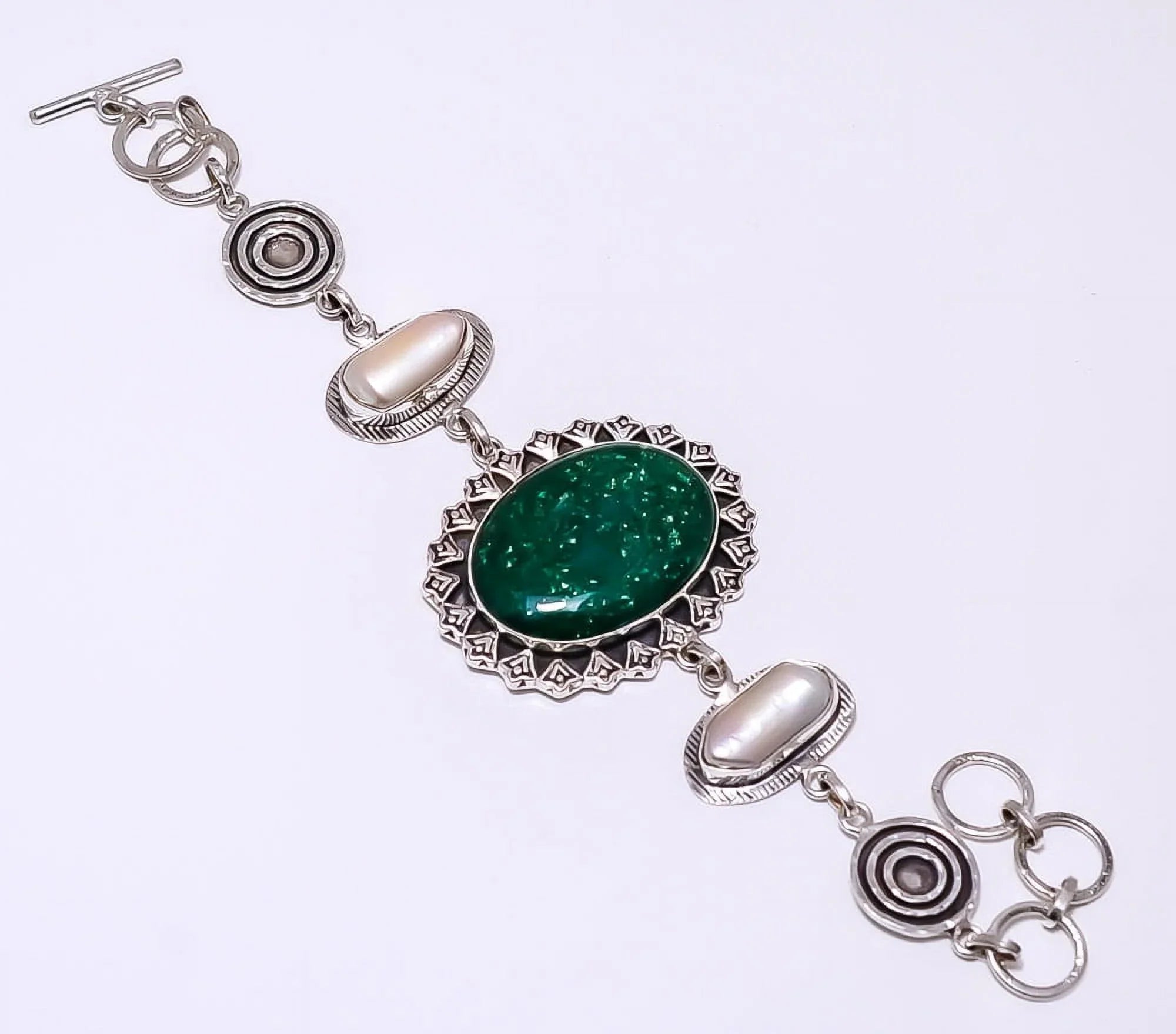 '- Jewelry Bracelet 925 Gift, Gift, Green India 7-8.99" For Day 8.99" Silver Valentine's B2, Woman Birthday Plated Beautiful Handmade Aventurine