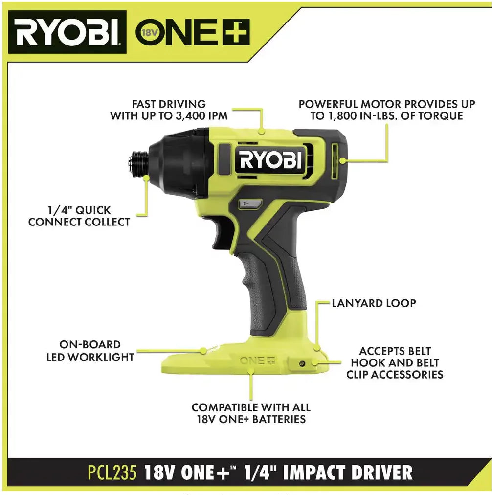 Battery, 6-Tool Combo Kit 1.5 and Cordless Battery, Ah 18V RYOBI with Ah ONE+ Charger 4.0