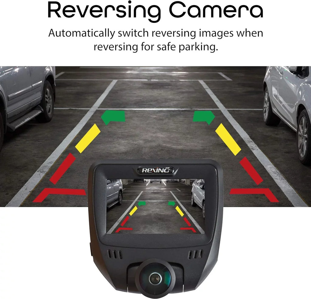 Rexing - Open V360 Box Degree Dual Angle Wide Dashboard Black 360 Channel Camera