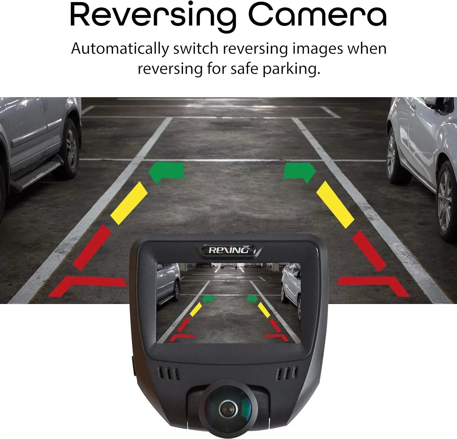 Rexing - Open V360 Box Degree Dual Angle Wide Dashboard Black 360 Channel Camera